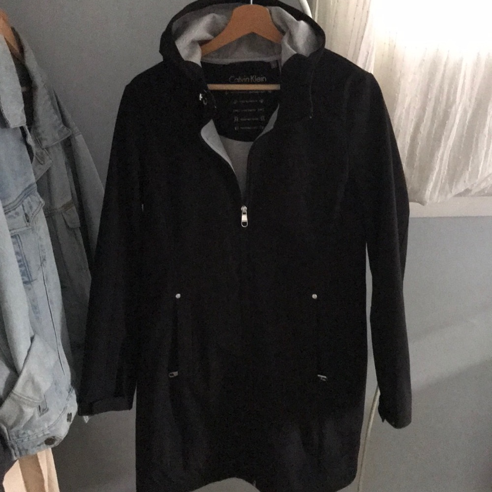 CALVIN KLEIN Black Hooded Rain Jacket